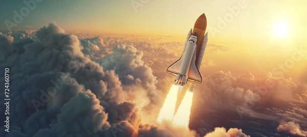 Obraz Space rocket takes off into space