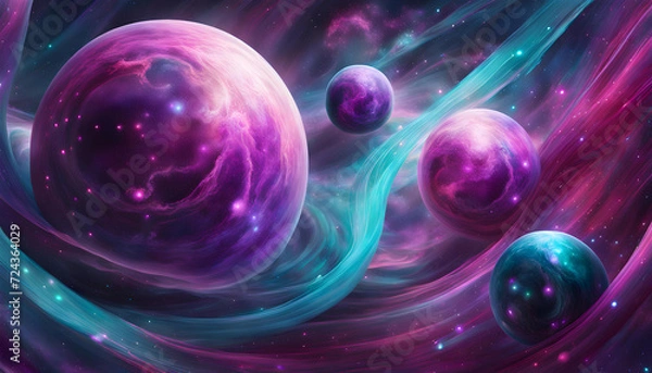 Obraz space background with planets and clouds of gas