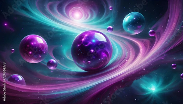 Fototapeta cosmic background with space and planets