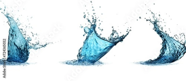 Obraz Set with clear water splashes on white background.