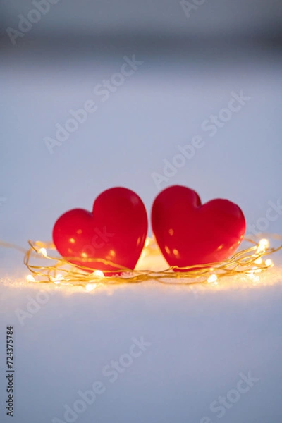 Fototapeta 照明と二つのハート