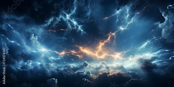 Obraz Dark sky with thunder and lightning