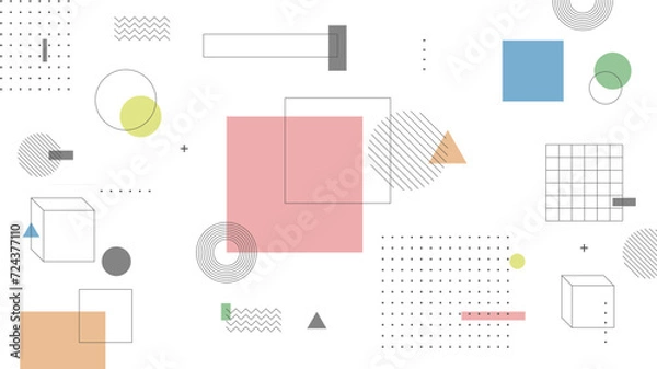 Fototapeta Modern Abstract Background with Retro Memphis Elements and Pastel Color