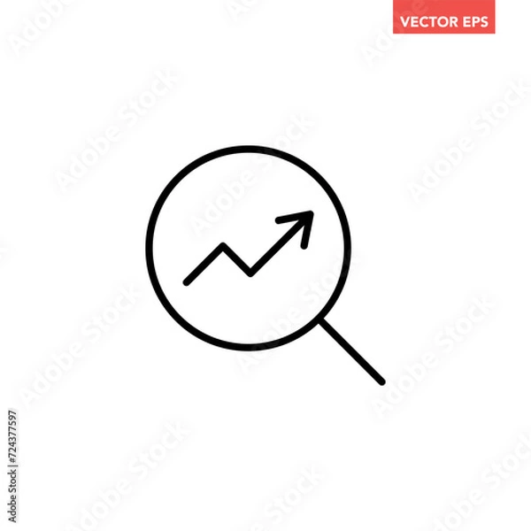 Obraz Black single marketing research line icon, simple business audit data analysis flat design vector pictogram, infographic interface elements for app logo web button ui ux isolated on white background