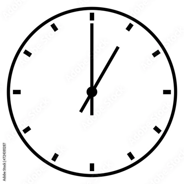 Fototapeta Wall Clock Icon displaying One O' Clock Time