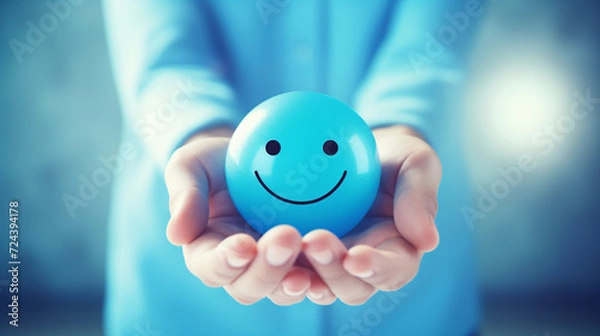 Obraz happy smiley face with hands, Ai Generate 