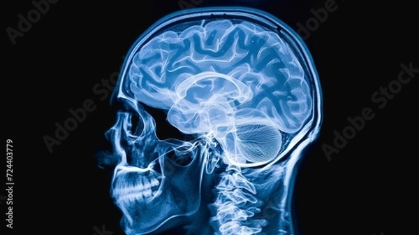 Obraz X-ray of the human head and brain. Neurological picture
