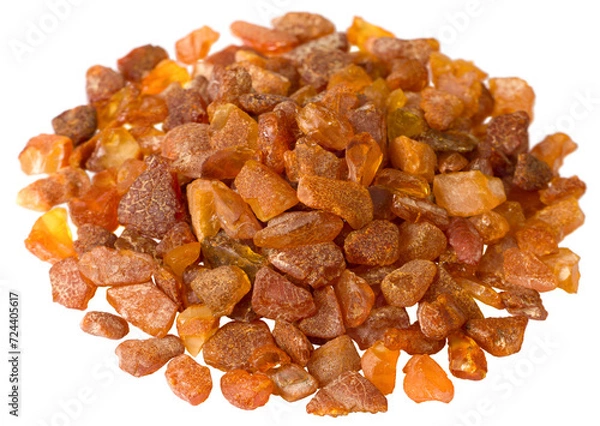 Obraz Crushed amber isolated on white background