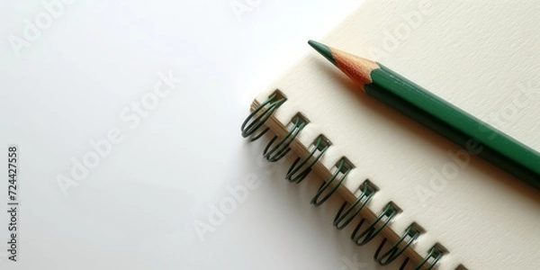 Fototapeta Creative Space in Nature: A Blank Notebook with Pencil Surrounded by Lush Greenery, Inviting Inspiration and Tranquility, Generative AI