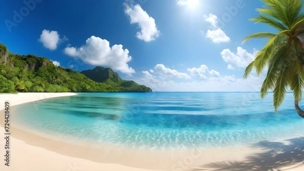 Fototapeta sea beach view, nature seascape view of beautiful tropical beach and sea in sunny day.