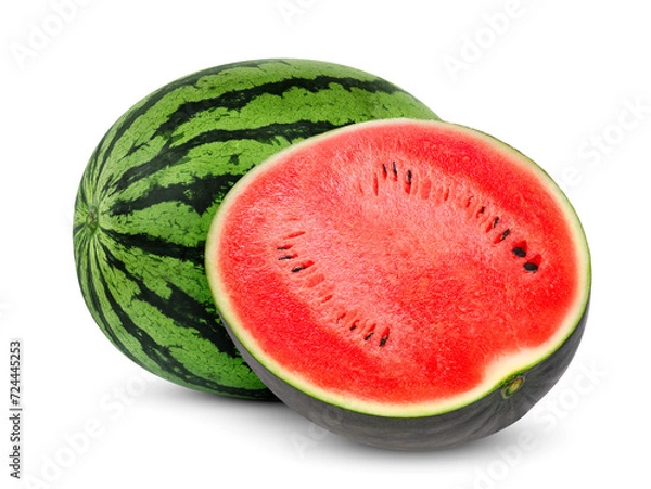 Fototapeta whole and half watermelon isolated, png file