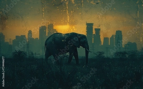 Fototapeta silhouette_of_an_elephant_walking