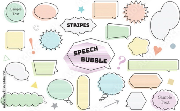 Fototapeta カラフルな横縞のフキダシセット