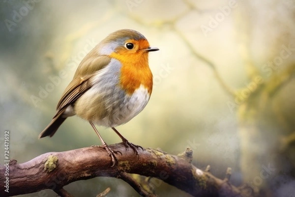 Fototapeta Serene Robin Perched Amidst Forest Splendor: Capturing Nature's Essence Generative AI