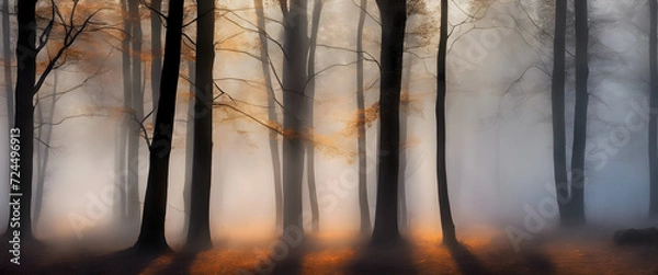 Fototapeta Morning Fog Elegance: Captivating Image of Sunshine Piercing Through Foggy Ambiance.
