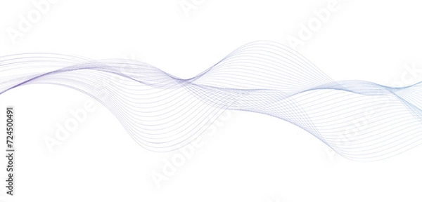 Fototapeta Vector wave lines smooth flowing dynamic blue purple pink gradient isolated on white background for concept of technology, digital, communication, science, music.