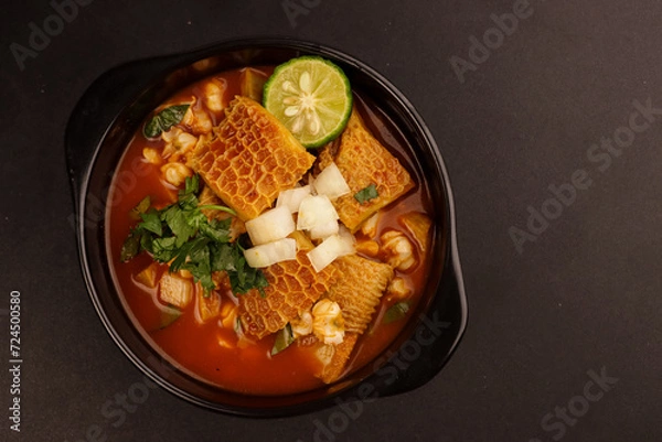 Obraz Menudo or Pancita is made of Beef Tripe that's been Simmered for Hours to Develop a Rich and Satisfying Broth.