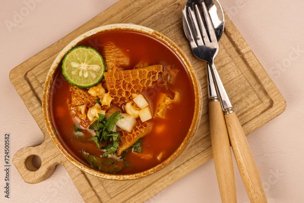 Obraz Menudo or Pancita is made of Beef Tripe that's been Simmered for Hours to Develop a Rich and Satisfying Broth.