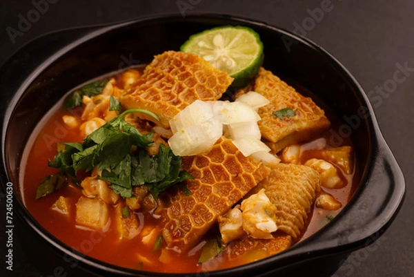 Obraz Menudo or Pancita is made of Beef Tripe that's been Simmered for Hours to Develop a Rich and Satisfying Broth.