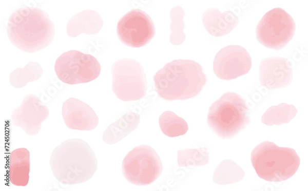 Obraz ピンク色の水彩風流体シェイプセット