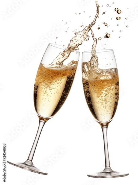 Fototapeta champagne cheers toasting isolated on white background