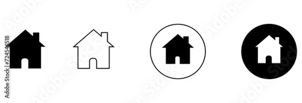 Fototapeta home icons set, 4 stylish designs, black and white styles