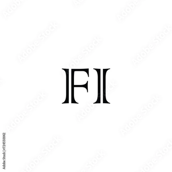 Fototapeta Simple initial letter logo modern FI. Initial Letter I and F Linked. Usable for Business and Branding Logos. Flat Vector Logo Design Template Element.