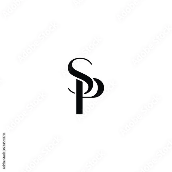 Fototapeta SP Artistic Letter Logo Design with Creative font. SP logo , letter SP logo design , abstract sp logo , clean and modern logo style