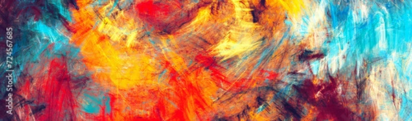 Fototapeta Bright artistic splashes. Abstract painting color texture. Modern paint pattern. Dynamic bright vibrant background. Fractal artwork for creative graphic design