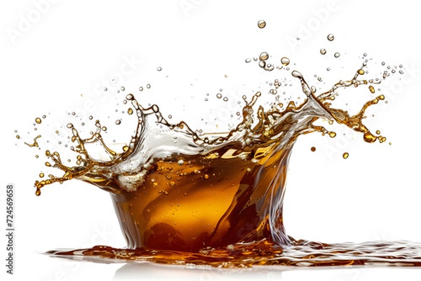 Fototapeta Black coffee splash  isolated on white background