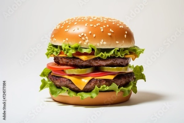Fototapeta hamburger with white background.national hamburger day concept