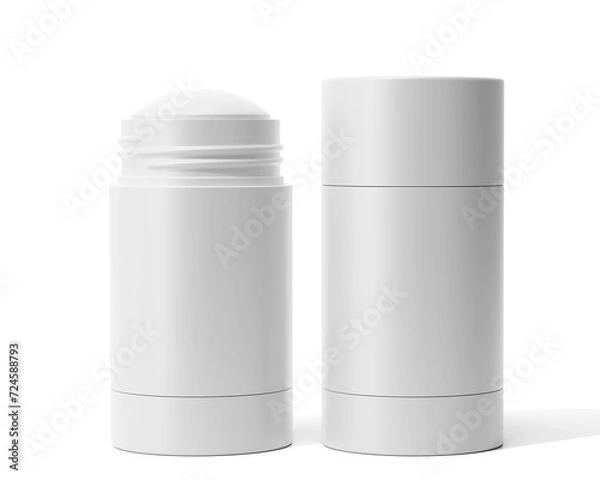Fototapeta Blank White Plastic Cosmetic Clay Mask Stick Packaging Isolated On Transparent Background, Prepared For Mockup, 3D Render.