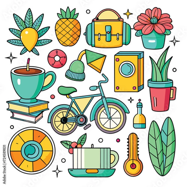 Obraz Lifestyle Illustration Vector Icon Doodle Set Bundle