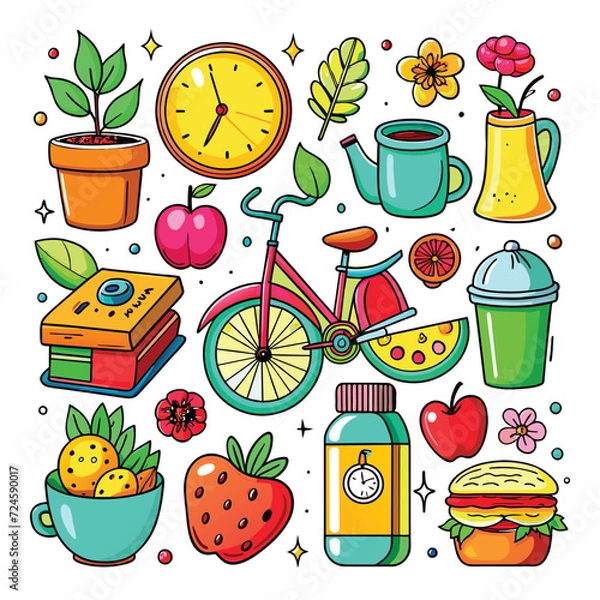 Obraz Lifestyle Illustration Vector Icon Doodle Set Bundle