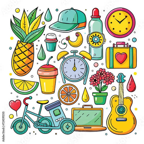 Obraz Lifestyle Illustration Vector Icon Doodle Set Bundle