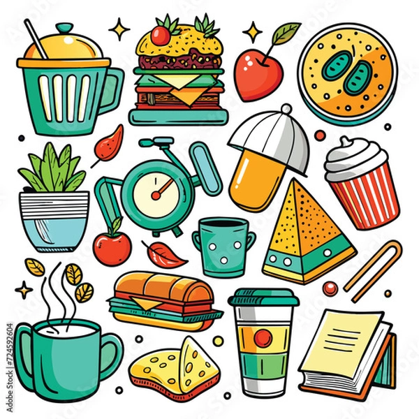 Obraz Lifestyle Illustration Vector Icon Doodle Set Bundle