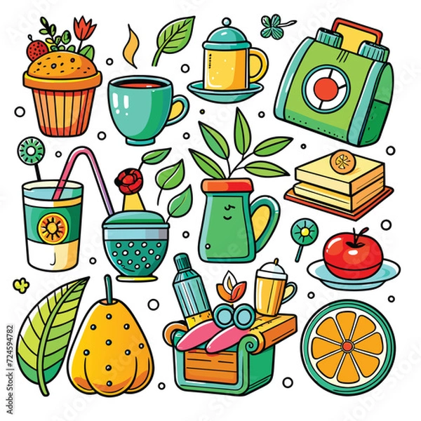 Obraz Lifestyle Illustration Vector Icon Doodle Set Bundle