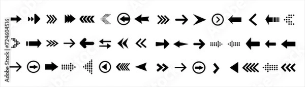 Obraz Arrows big black set icons. Arrow icon. Arrow vector collection. Arrow. Cursor. Modern simple arrows. Vector illustration