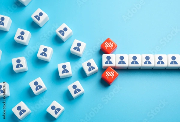 Fototapeta Limitations on further growth of the company's staff. Quotas for hiring new employees. Workforce capacity, budget constraints, and organizational efficiency. Maintain a well balanced productive work