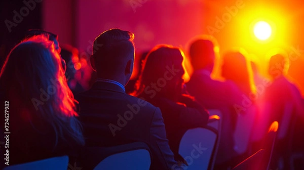 Fototapeta An engaging Q&A session with a panel of experts under the glow of soft conference room lighting, medical conference, dynamic and dramatic compositions, with copy space