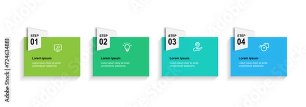 Fototapeta Design template infographic vector element with 4 step paper style suitable for web presentation and business information