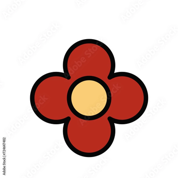 Obraz Red Flowers Outline Filled Color