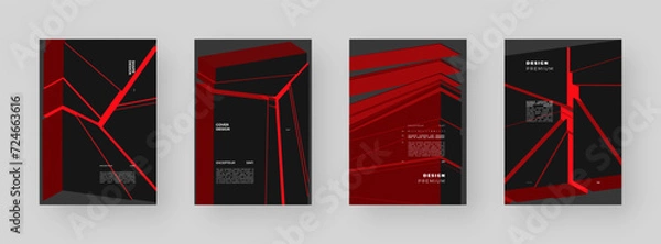 Obraz Abstract placard, poster, flyer, banner, blank, document. Colorful illustration on vertical A4 format. Broken form. Cracked figure. 3d shapes composition.