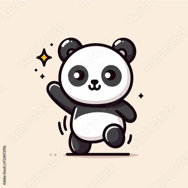 Obraz happy cute little panda child cartoon character mascot