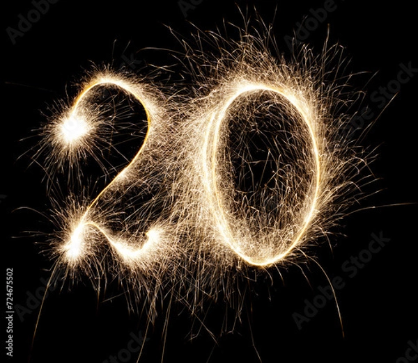 Obraz Sparkling numbers on a dark background