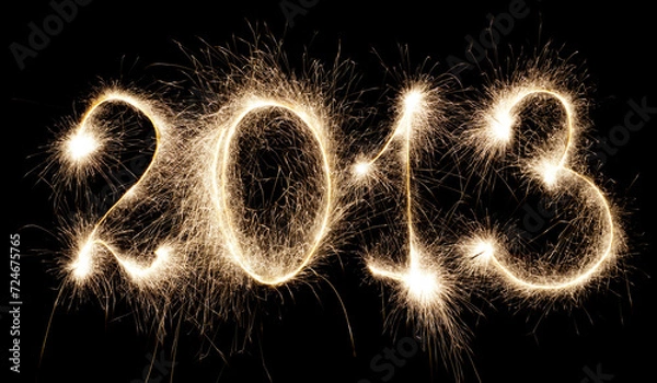 Obraz Sparkling numbers on a dark background