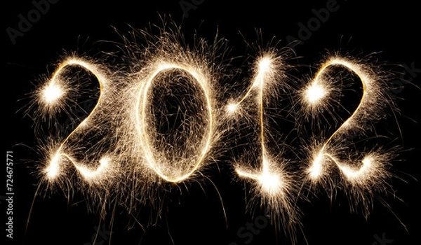 Obraz Sparkling numbers on a dark background