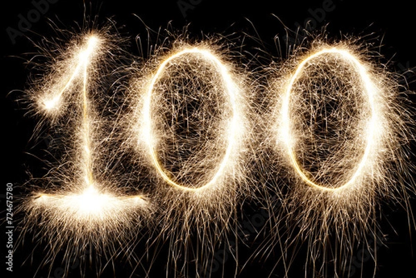 Obraz Sparkling numbers on a dark background
