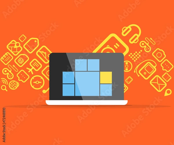 Obraz Different icons flows into modern gadget