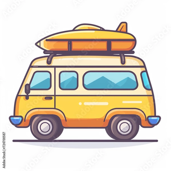 Obraz yellow van isolated on white